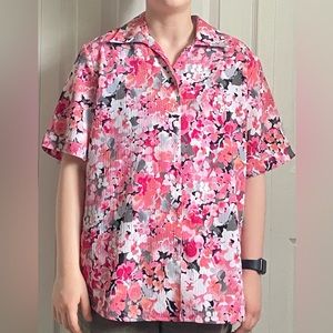 Pink floral aloha shirt